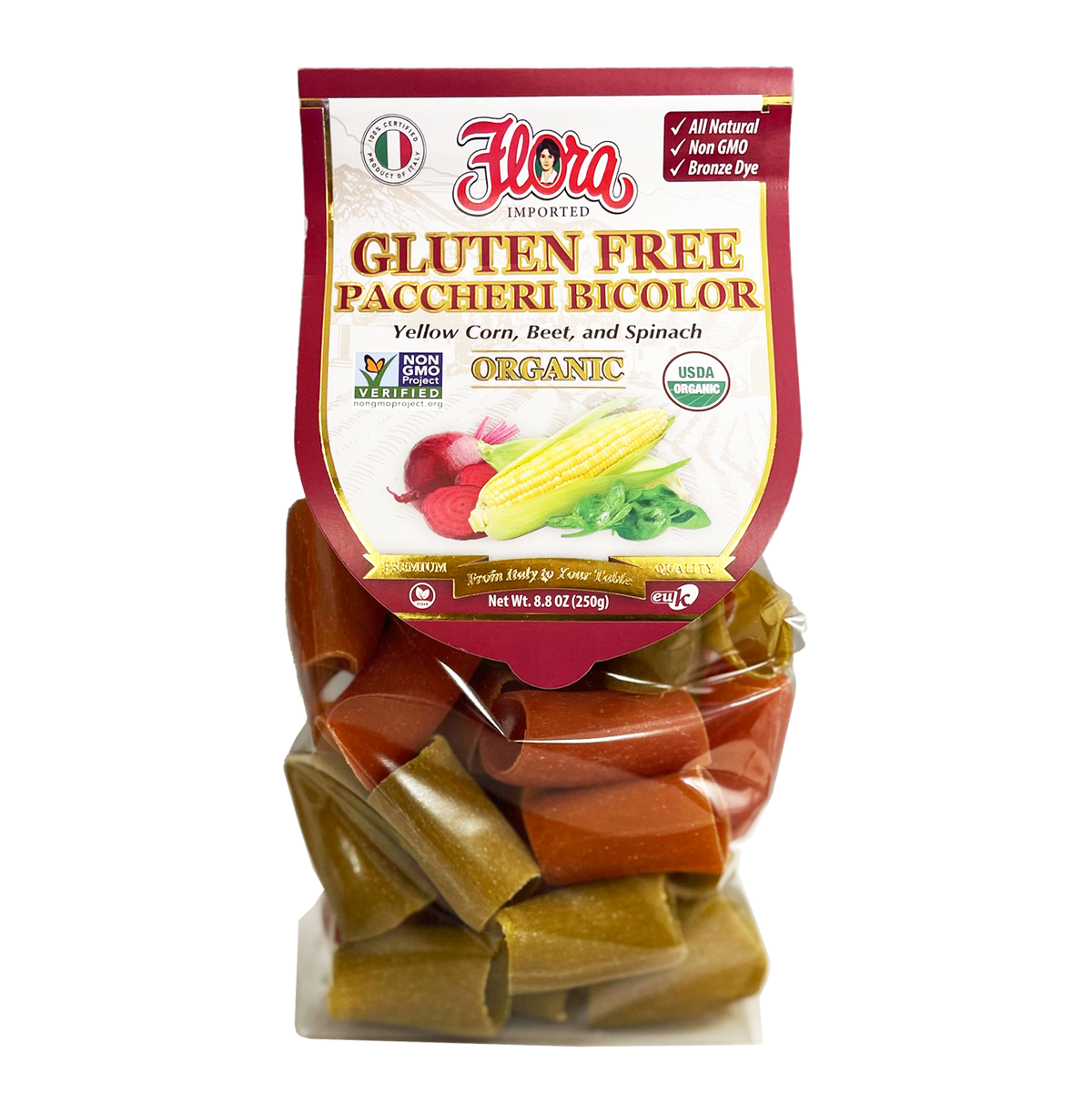 GLUTEN FREE PACCHERI BICOLOR ORGANIC PASTA