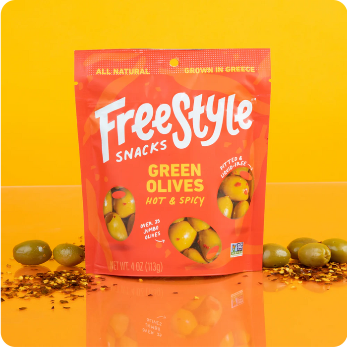 FREESTYLE HOT & SPICY GREEN OLIVES