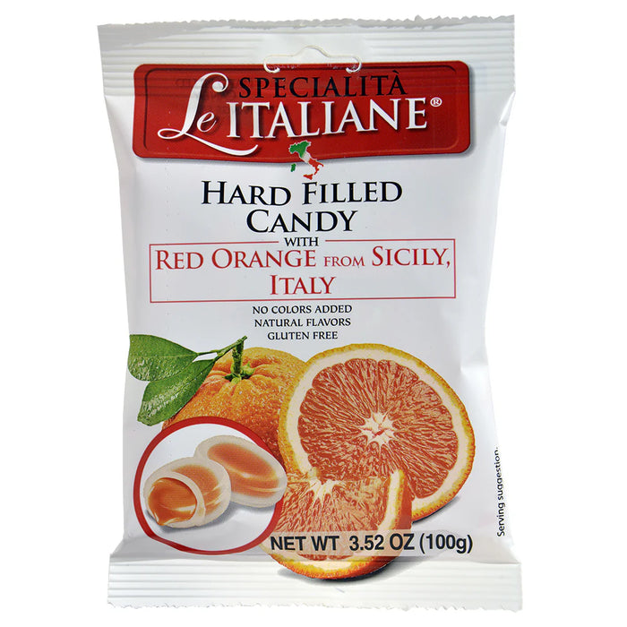 HARD FILLED CANDY WITH RED ORANGE FROM SICILY